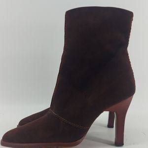 Tods Brown Suede Ankle Heeled Booties Women’s Size 5.5